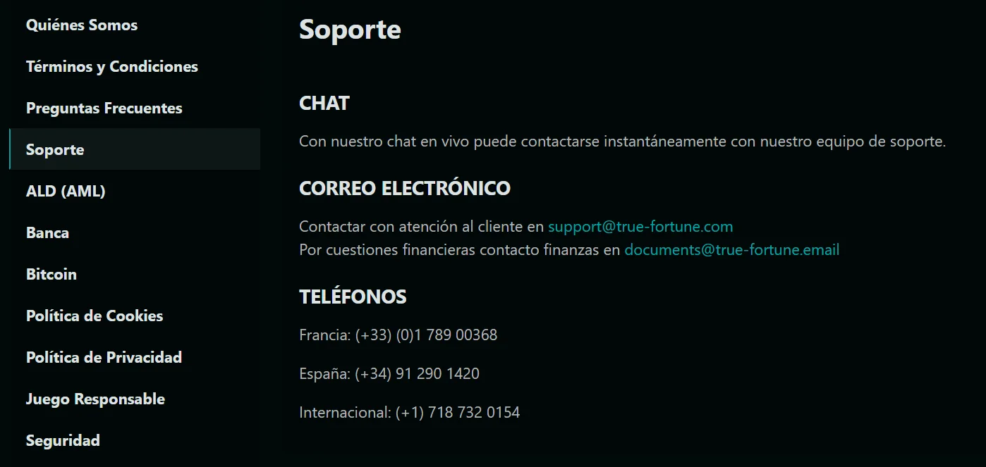 TrueFortune Casino Soporte al Cliente TrueFortune Casino Soporte al Cliente